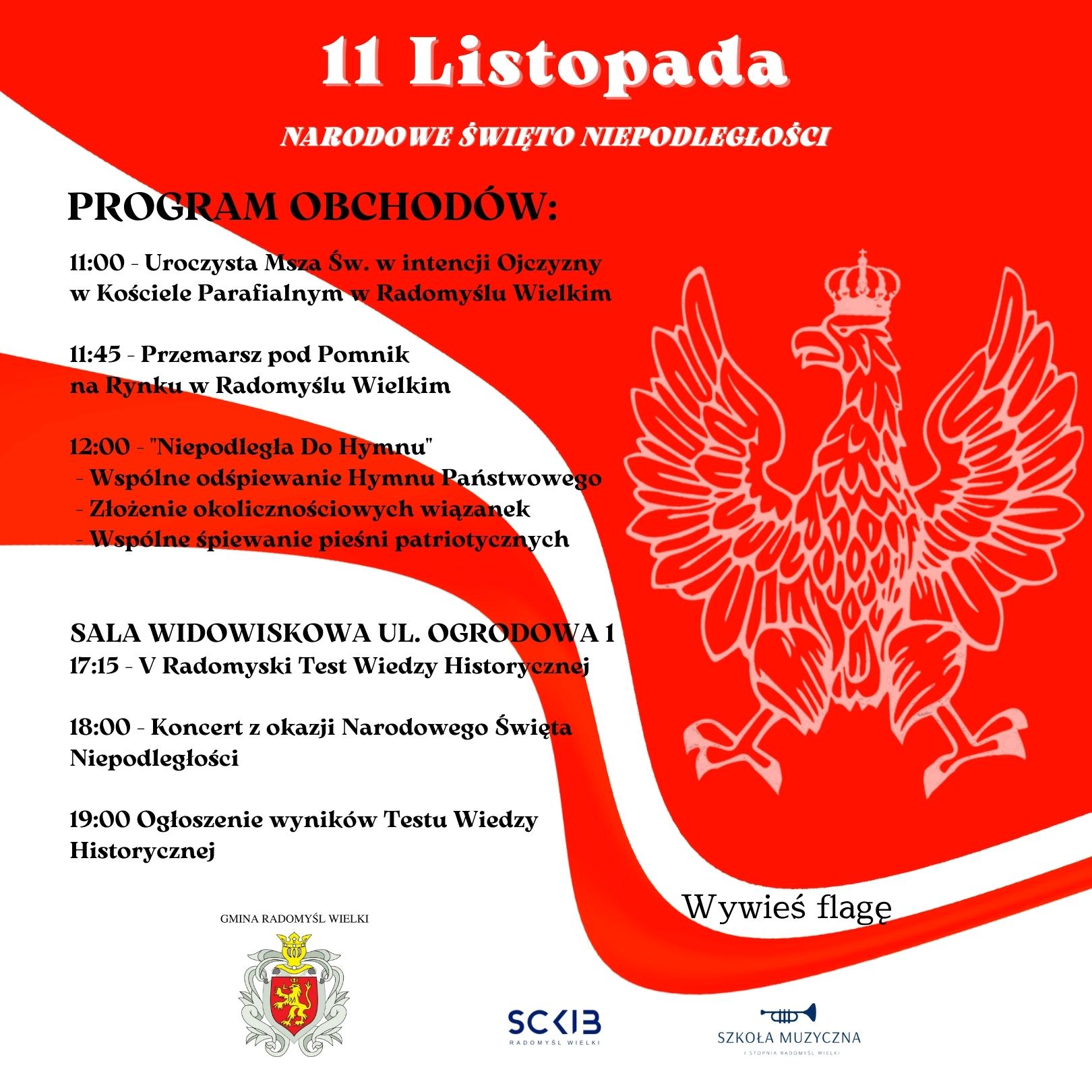 Plakat gminnych obchodów Święta Niepodległości