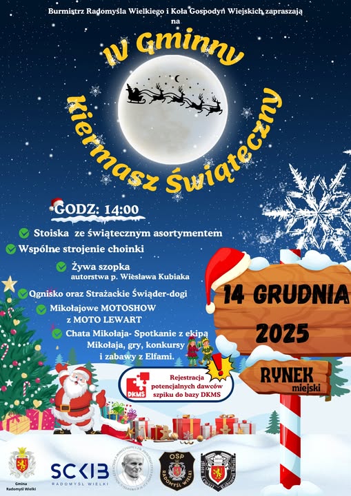 Plakat informujacy o kiermaszu świątecznym w Radomyślu Wielkim.