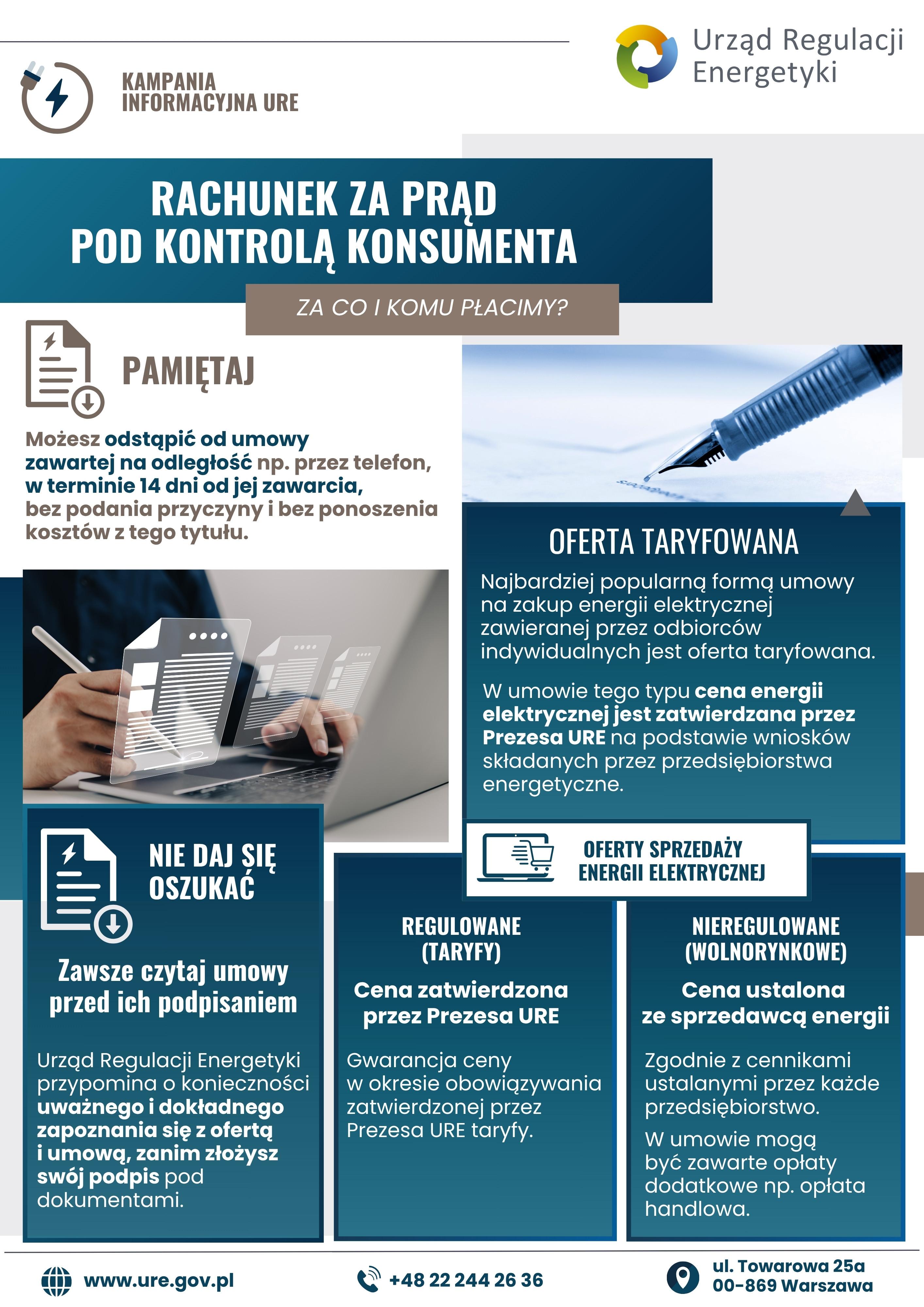 Ulotka informacyjna na temat rachunków za prąd 