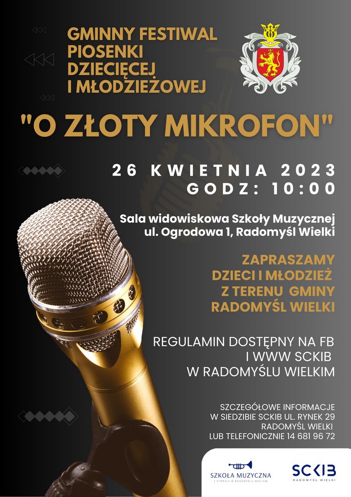 Plakat konkursowy Gminnego Festiwalu Piosenki 