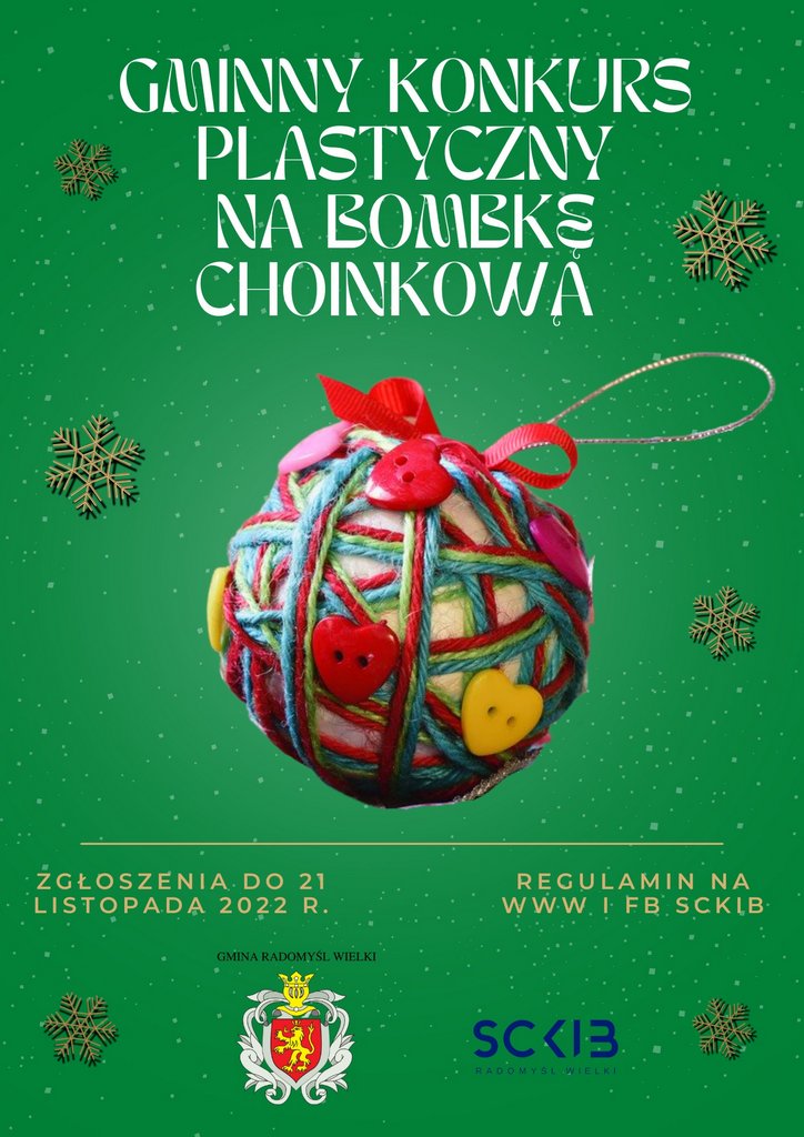Plakat konkursu na bombkę choinkową.