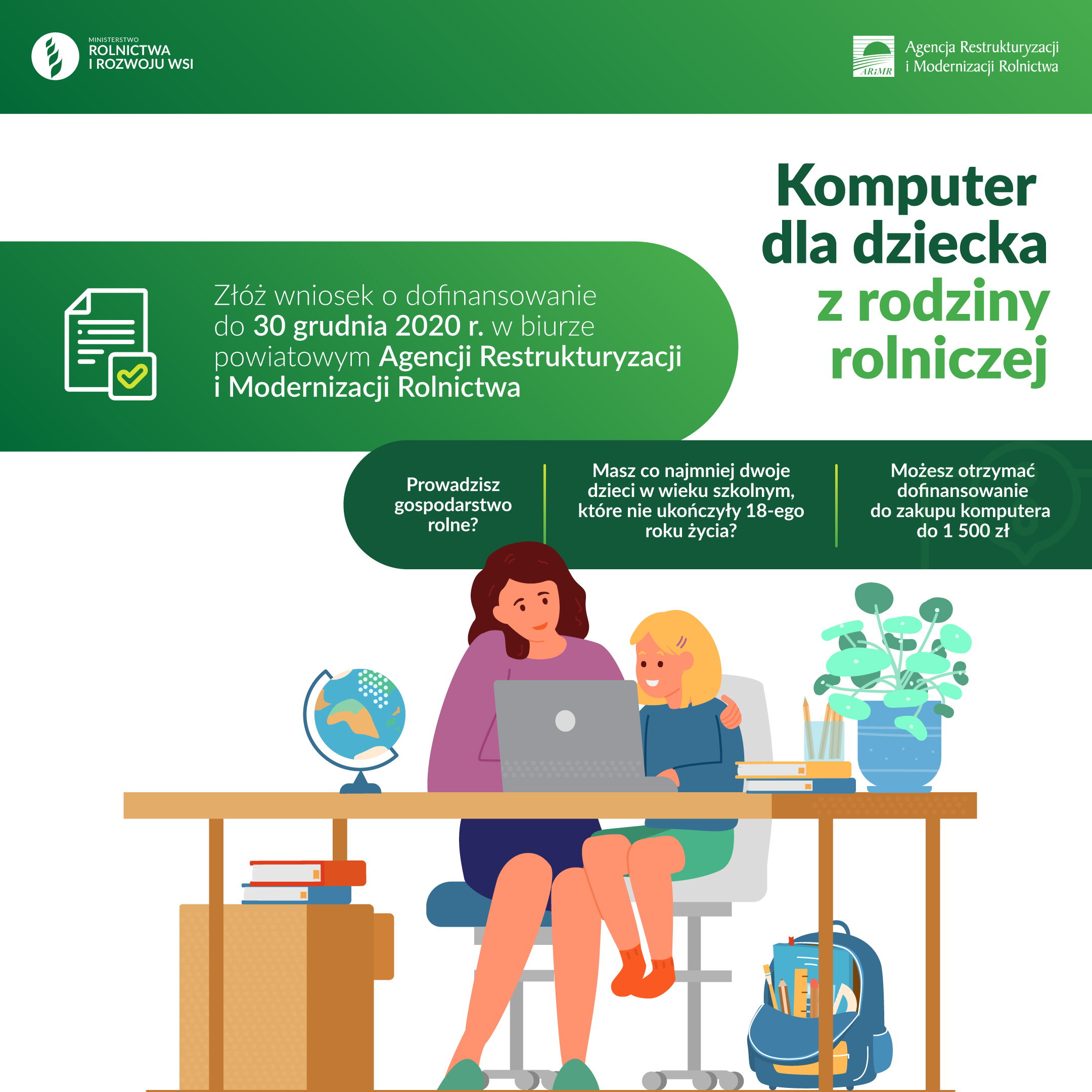 Baner - komputer dla dziecka z rodziny rolniczej